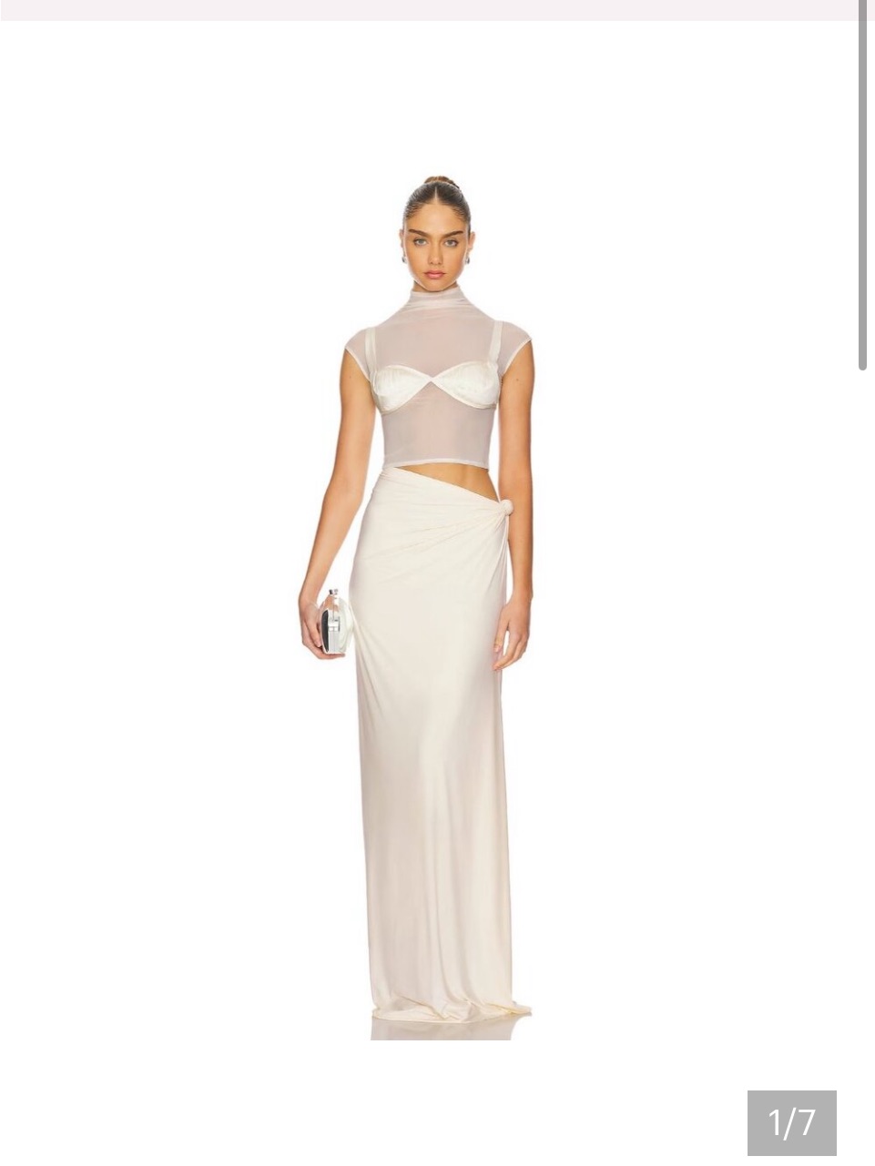 Deme By Gabriella Dove Set Ivory Two-Piece Gown With Draped Skirt Partially Nwt